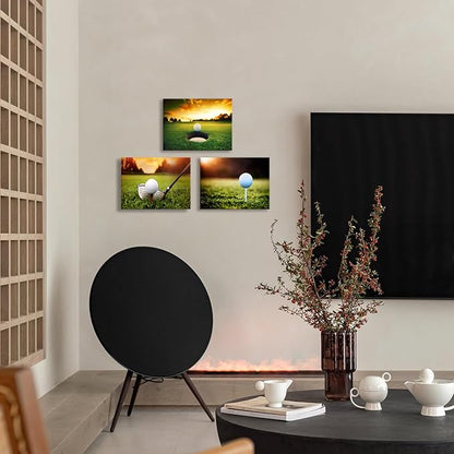 Golf Wall Art Prints, Canvas Framed Golf Posters, Sports Room Decor For Men Kids Teenagers, Golf Poster Set For Bedroom Man Cave, Golf Wall Decor, Golf Boys Bedroom Decor