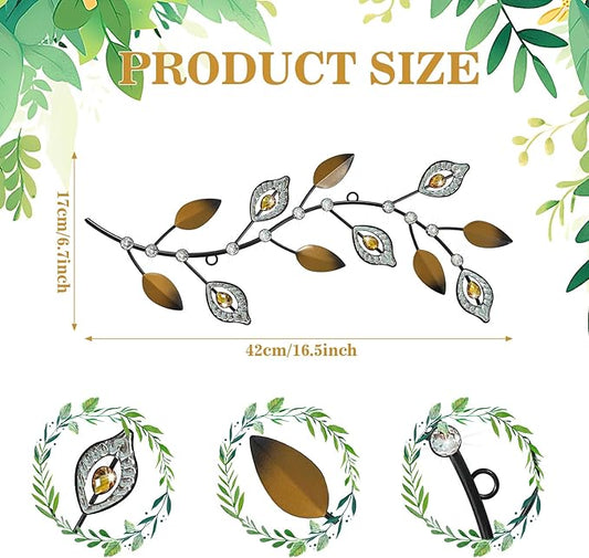 Cityelf 3 Set Crystal Leaf Wall Art Sculpture Iron Tree Leaves Branch Hanging Wall Décor Jeweled Bling Home Deor Acrylic Diamond Accent …
