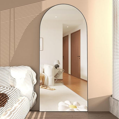 Full Length Mirror 71"x25" Arch Mirror Floor Mirror with Stand Wall Mirror Black Arched Full Body Mirror Standing Hanging or Leaning Against Wall Bedroom Mirrors for Entry, Living Room