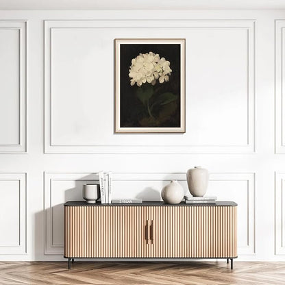Framed Flower Wall Art, Vintage White Hydrangea Still Life Floral Art Prints, Moody Vintage Canvas Oil Painting, Antique Botanical Floral Wall Decor Pictures for Bedroom, Kitchen, Shelf, Bathroom Wall Decor - 16x24Inch