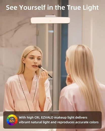 EZVALO 2 Pack Wireless Makeup Light, Rechargeable Vanity Lights for Mirror with 3 Color Modes, Stepless Dimming, Touch Control & Adjustable Angle, Cordless Bathroom Mirror Light, Gift for Women