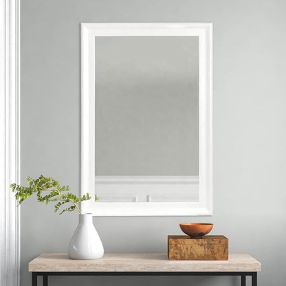 Tanmicoshomy White Bathroom Mirror 20x30 Inch, Wood Wall Mirrors with Tempered Glass for Bathroom Living Room Bedroom or Hallway