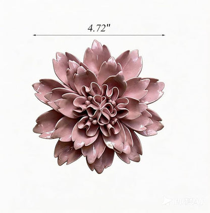 CEUYGT Ceramic Flowers 3D Wall Art Decor Handmade 3D Wall Art Hanging Sculpture for Living Room Bedroom Pink Peony 4.72"