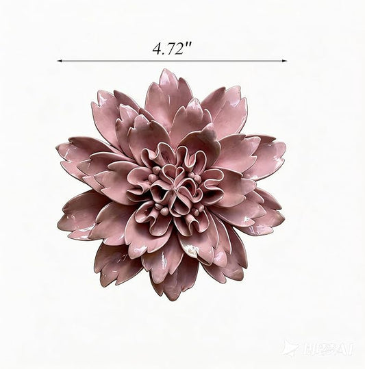 CEUYGT Ceramic Flowers 3D Wall Art Decor Handmade 3D Wall Art Hanging Sculpture for Living Room Bedroom Pink Peony 4.72"