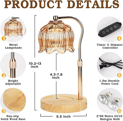 Funistree Candle Warmer Lamp for Yankee Jar Candles, Height Adjustable Candle Warming Lamp with Timer, Birthday Gifts for Women Her Wife, Mom Gifts, House Warming Gift New Home Decor