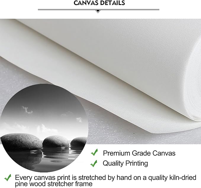 iKNOW FOTO Large Tranquil Zen Stones Canvas Print Monochrome Spa Wall Decor for Home & Office - Serene Nature Artwork for Living Room, Bathroom Mindfulness Black & White Picture 20x55 Inch