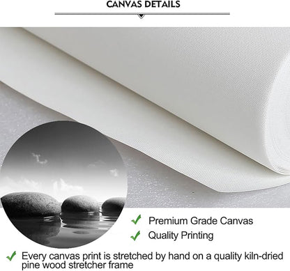 iKNOW FOTO Large Tranquil Zen Stones Canvas Print Monochrome Spa Wall Decor for Home & Office - Serene Nature Artwork for Living Room, Bathroom Mindfulness Black & White Picture 20x55 Inch