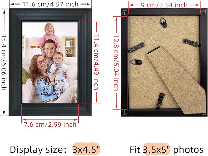 Giftgarden 12 Pack 3.5x5 Picture Frame Black, Multiple 3.5 x 5 Photo Frames Bulk for Tabletop Display or Wall Hanging