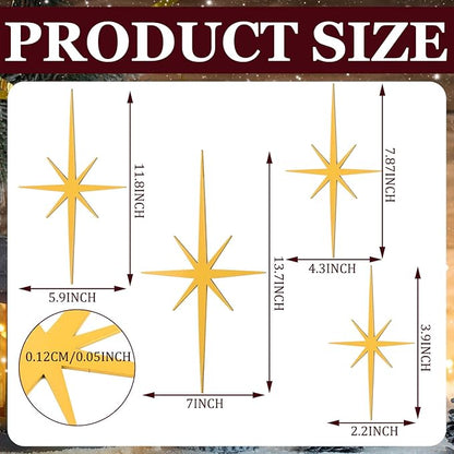 Blulu 4 Pcs Cast Iron Starburst Shaped Wall Decor Metal Mid Century Modern Decor Retro Atomic Stars Wall Art Elegance Accents Vintage Celestial Whimsigoth Hangings for Home Office Room(Gold)