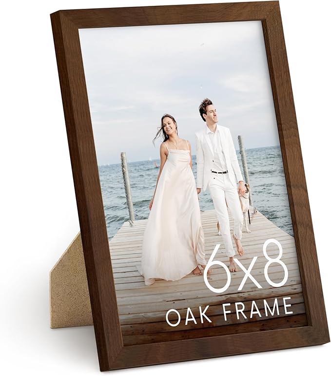 HAUS AND HUES 6x8 Walnut Oak Frame - Wooden Poster Holder, Rustic Wall Display