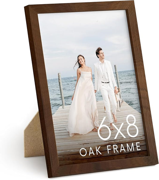 HAUS AND HUES 6x8 Walnut Oak Frame - Wooden Poster Holder, Rustic Wall Display