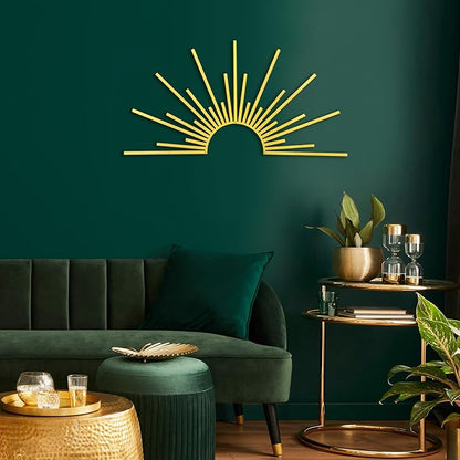 Bnesi Sun Metal Wall Art Sun Wall Decor Gold Metal Decor for Living Room Bedroom Modern Home Decor Unique Housewarming Gift for Minimalist Boho Style Home Art Lovers (Gold)