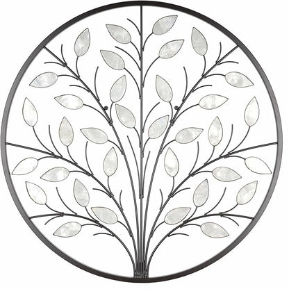 ALICE HOUSE Metal Wall Art with Shell Leaves, 26" Tree Wall Sculpture, Wall Decor for Living Room, Dining Room, Bedroom, Entryway AL4101