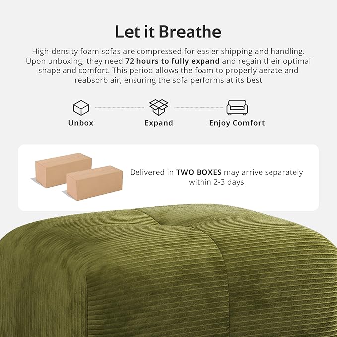 Modern L-Shaped Modular Sectional Sofa for Living Room，Oversized 3-Seater Couch with Deep Seat and Movable Ottoman – No Assembly,Comfortable Suede Fabric Boneless Sofa (Green)