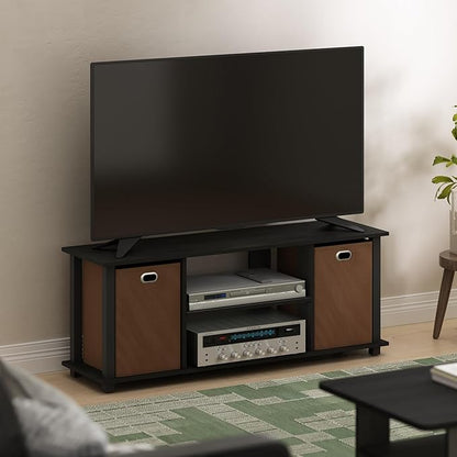 FURINNO Econ Entertainment Center, Americano/Black/Brown 42 Inch TV Size