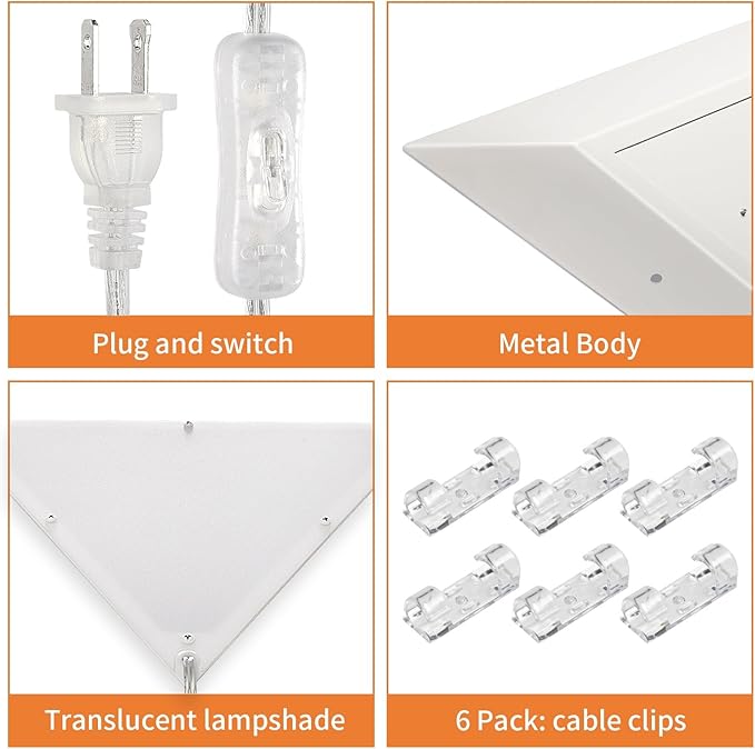 Upgraded Corner Light, 22W 2000LM LED Corner Lights for Living Room, 3000K/4000K/6000K Plug in Ceiling Lights with Switch, Lamp for Bedroom, Triangle Shape(1 Pack)