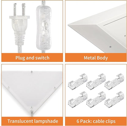 Upgraded Corner Light, 22W 2000LM LED Corner Lights for Living Room, 3000K/4000K/6000K Plug in Ceiling Lights with Switch, Lamp for Bedroom, Triangle Shape(1 Pack)