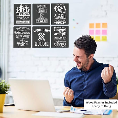 FRAMED Teamwork Wall Art, Black and White Wall Decor - Positive Wall Art, Ready to Hang (Set of 6, 8x10 Inch, Framed)