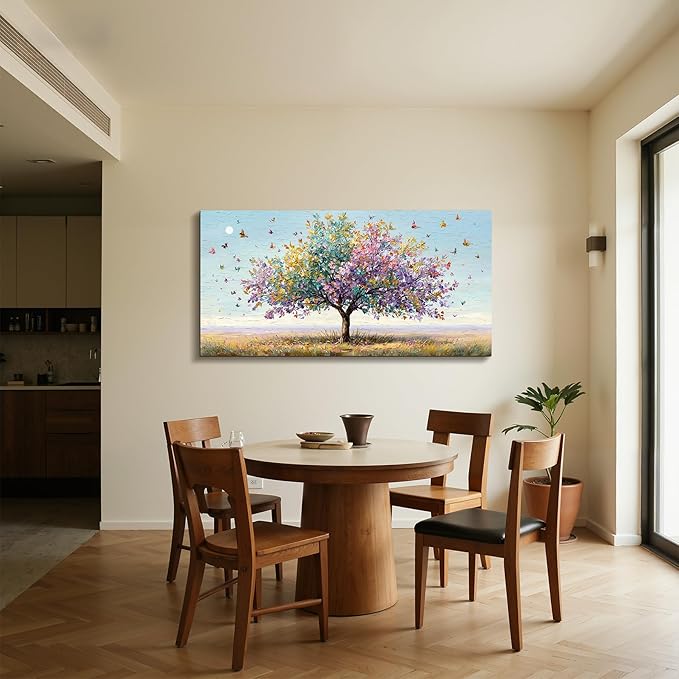 SERIMINO Large Wall Art, Tree of Life Wall Art, Modern Art Wall Decor, Landscape Tree Painting Canvas Prints, Colorful Pictures for Living Room Bedroom Hallway Office House Decorations 24"x48"