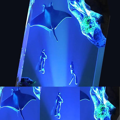 Epoxy Resin Lamp, Ocean Night Light,Artistry Home Decor Bedside Nightlight, Unique Resin Lighting, Nightstand Decorations for Bedroom, Suitable for Holidays(A Devilfish)