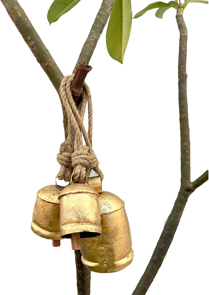 Set of 3 Giant Harmony Decorative Bells Vintage Rustic Home Decor Handmade Christmas Large Bells 8" 6" 4" (6" 4" 3")