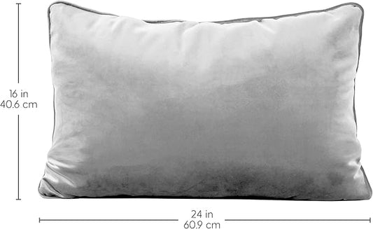 FDP 16" x 24" Velvet Rectangle Lumbar Pillow Set with Piping; Decorative Throw Pillow for Home Décor in Living Room, Bedroom or Lounge (2-Pack) - Sterling, 15160-344
