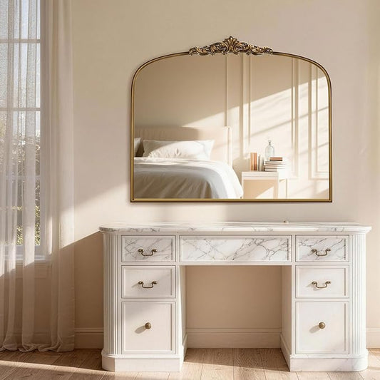 36"X30" Vintage Gold Mirror Baroque Mirror for Wall,Ornate Mirror with Metal Frame,Decorative Mirrors for Living Room,Entryway,Bathroom,and Bedroom