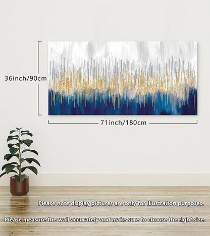 XXMWallArt FC3198 Abstract Wall Art Gold and Blue Canvas painting Artwork Painting Print for Living Room Bedroom Kitchen Home and Office Wall Decor