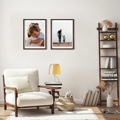 12x16 Picture Frame Set of 6, Display Pictures 11x14 with Mat or 12x16 Without Mat,Wall Gallery Photo Frames, Brown