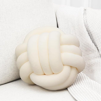 Petrella Knot Pillows Ball Round Throw Pillows Home Decor Cushion Decorative Aesthetic Throw Pillows，White 11inch