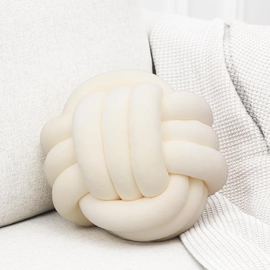 Petrella Knot Pillows Ball Round Throw Pillows Home Decor Cushion Decorative Aesthetic Throw Pillows，White 11inch