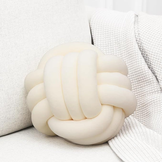 Petrella Knot Pillows Ball Round Throw Pillows Home Decor Cushion Decorative Aesthetic Throw Pillows，White 8inch