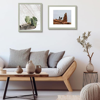 Golden State Art, 16x20 Picture Frame Set of 3 - Matted to 11x14 Photo - Engineered Wood Gallery Frame Set - Wall Mounting (Grey,3 Pack)