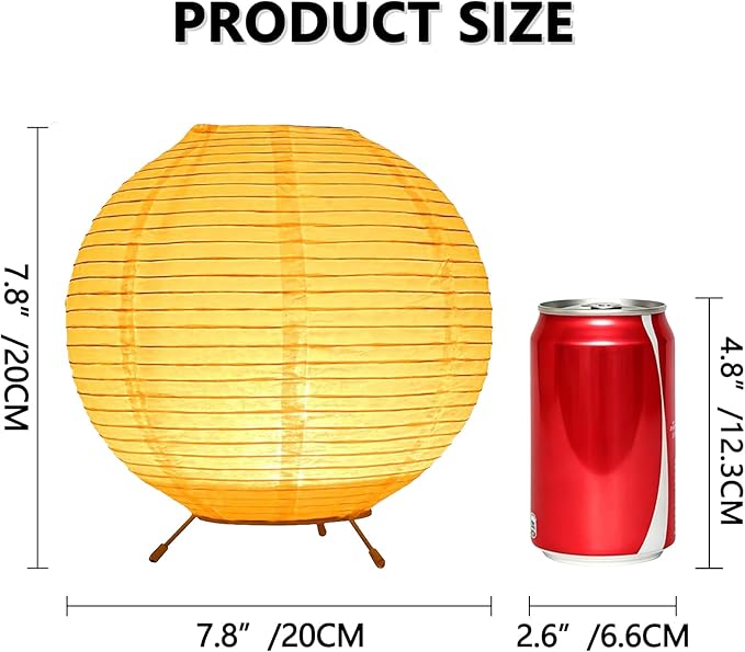 YY YEARCHY Table Lamp Paper Lamp Standing Lamps with Rice Paper Shade for Bedroom Livingroom (Ball Nightstand)