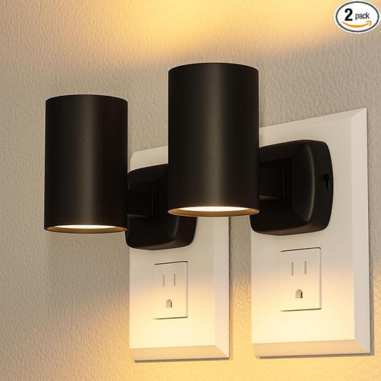Night Lights Plug into Wall: ETL Night Light Plug in - LED Dimmable Night Light Dusk to Dawn Light Sensor, Soft Warm 2700K, Adjustable Brightness, Wall Lights for Bedroom, Hallway, Stairs - 2 Pack