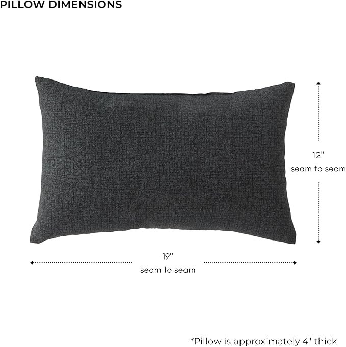 Set of 2 Outdoor Throw Pillows 19 x 12 Inch – Reversible Rectangle Patio Accent Pillows – Weather-Resistant Polyester Fabric – Eco-Friendly Recycled Polyfiber Fill – Carbon