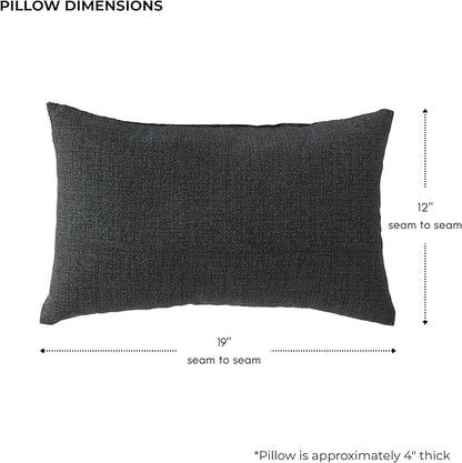 Set of 2 Outdoor Throw Pillows 19 x 12 Inch – Reversible Rectangle Patio Accent Pillows – Weather-Resistant Polyester Fabric – Eco-Friendly Recycled Polyfiber Fill – Carbon