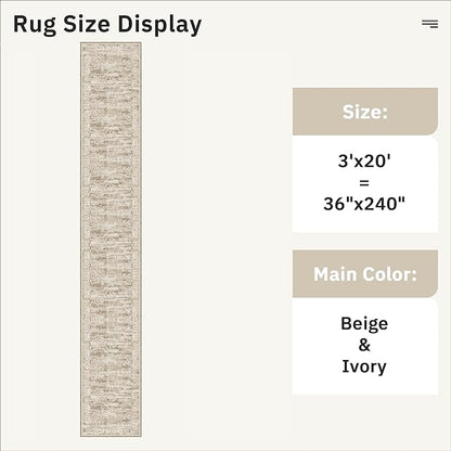 Soalmost 3x20 Hallway Runner Rug - Extra Long Carpet Runners for Hallways 20ft Non Slip Stain Resistant Rugs Runner for Living Room Bedroom 20 Feet Floor Carpet for Kitchen, Brown