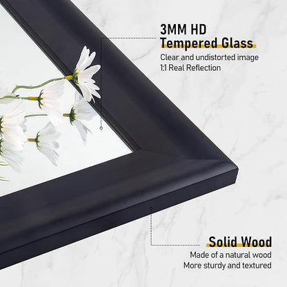 CULER Black Wall Mirror for Bathroom,Rectangle 30 x 30 inch Hanging Vanity Mirrors for Living Room,Bedroom,Entryway