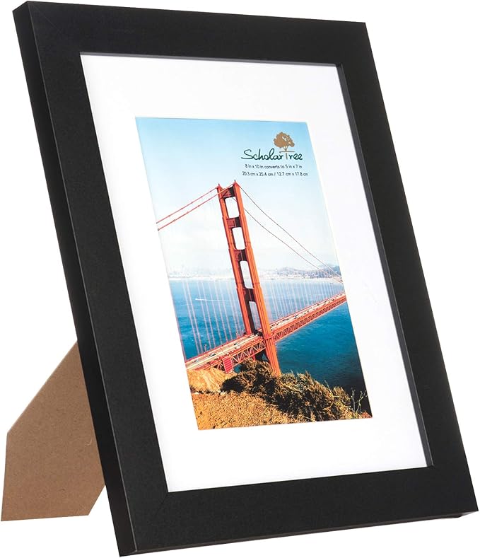 Rustic Picture Frame with Mat (Black, 8x10 inches)