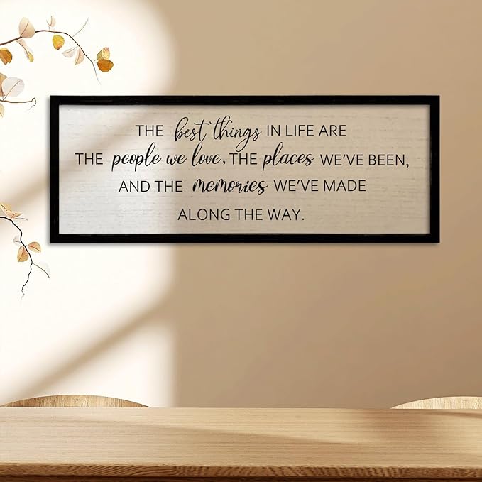 TQianJiang The Best Things in Life Wall Decor Sign 24"X10" for family Home Bedroom Large Adventure Wood Framed Wall Hanging Art (Black)
