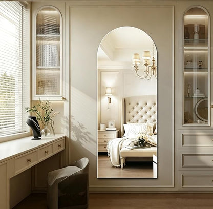 Niccy 61"×24" Frameless Arched Full Length Mirrors, Long Wall-Mounted Mirror for Living Room, Large Full Body Floor Mirror, Explosion-Proof Tall Hanging-Mirror for Bathroom Bedroom Entryway Decor