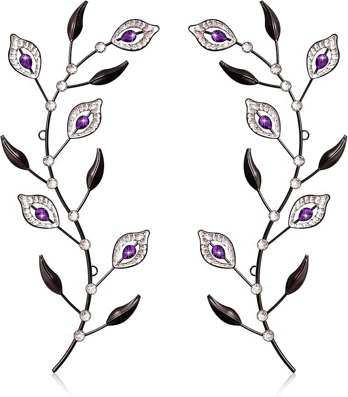sxnzequnze 2 Sets Leaf Wall Art for Home Metal Bling Rhinestones Ready to Hang Tree Branch Leaves Olive Vine Wrought Iron Hanging Sculpture Pieces Wall Decor Pcs - 16.5in