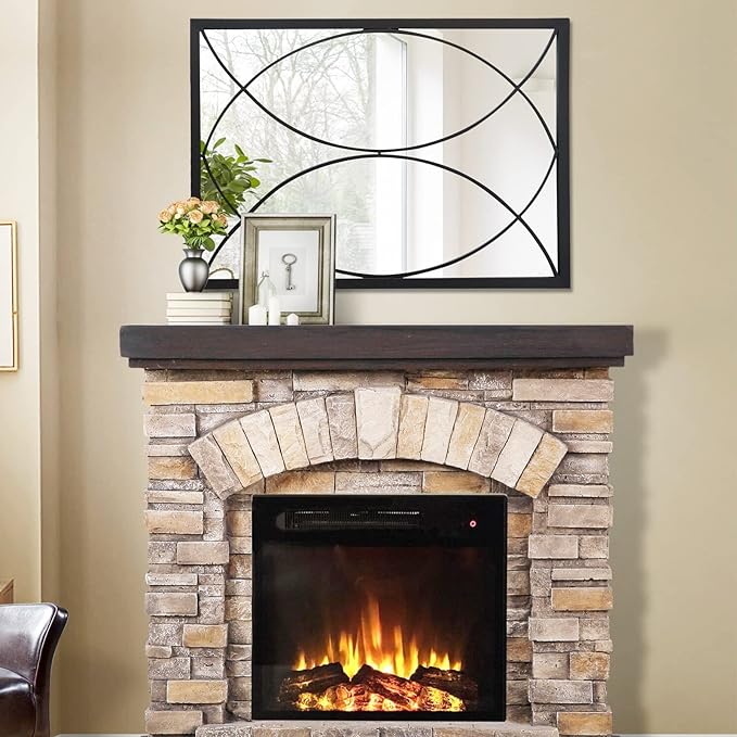 HQiJun Black Rectangle Wall Mirror, Farmhouse Decorative Mirror for Entryway, Living Room, Dining Room,Bedroom, Hallway, Fireplace, Accent Wall Decor (Black2, 34'' x 24'')