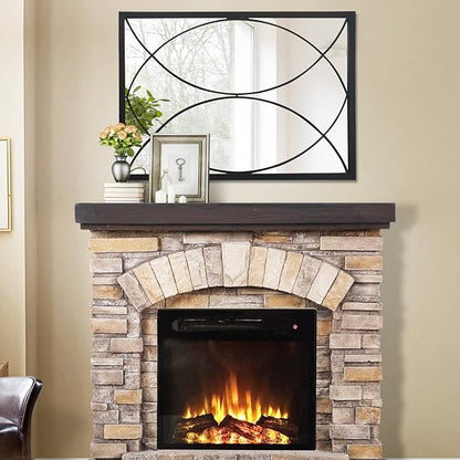 HQiJun Black Rectangle Wall Mirror, Farmhouse Decorative Mirror for Entryway, Living Room, Dining Room,Bedroom, Hallway, Fireplace, Accent Wall Decor (Black2, 34'' x 24'')