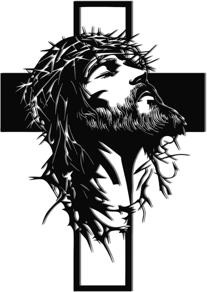 Slickss Jesus Wall Art, Metal Cross Wall Decor with Jesus Figure, 14x10 Inch Religious Wall Hanging, Christian Home Decor for Living Room, Office, Bedroom