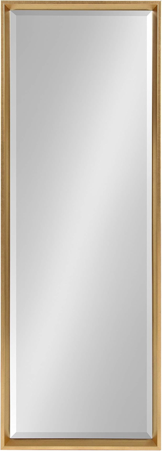 Kate and Laurel Calter Modern Framed Full Length Beveled Wall Mirror, 17.5x49.5 Gold