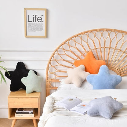 Star Pillow, Decorative Throw Pillows for Bed Couch, 15" Star Shaped Pillow Plush Floor Cushions Room Decor Pillow with Faux Rabbit Fur for Sofa Bedroom Living Room (Orange, 19.6" x 19.6")
