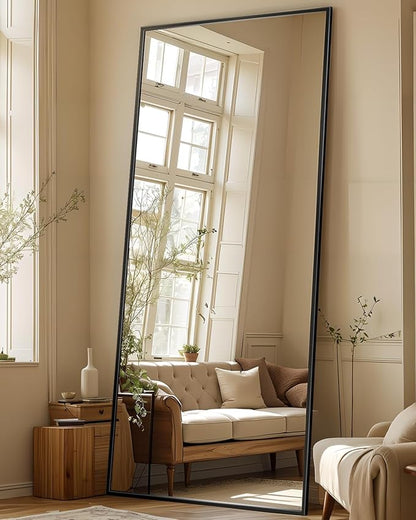 Antok Full Length Mirror, 71"x26" Floor Mirror, Floor Standing Freestanding Full Body Mirror with Stand for Bedroom, Hanging Mounted for Living Room Cloakroom, Black