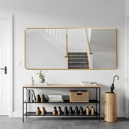 Anpark Rectangle Mirror Full Length 30" x 71" Large Floor Mirror Gold Shadow Box Frame Wall-Mounted Hanging Wall for Home Decor Leaning Wall Full Body Dressing Mirror for Closet Bedroom